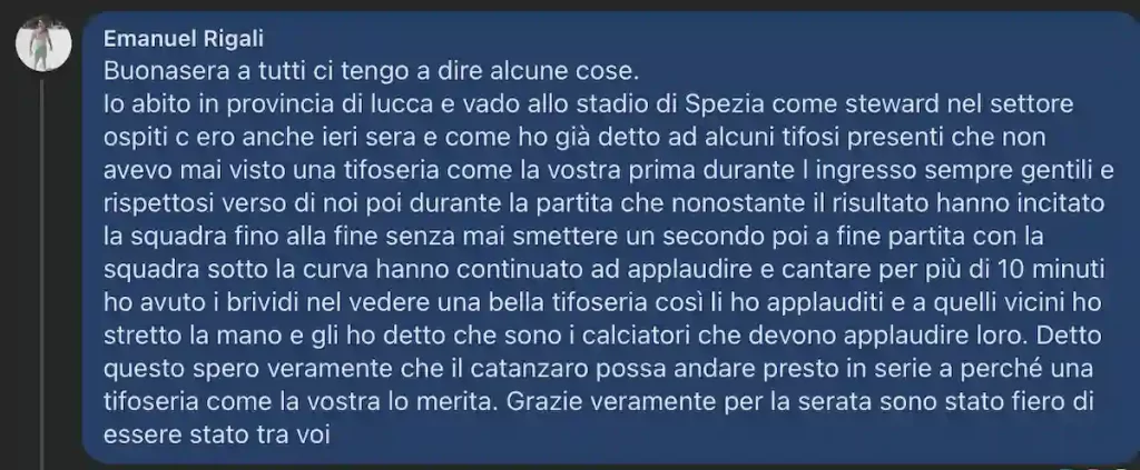 steward spezia messaggio